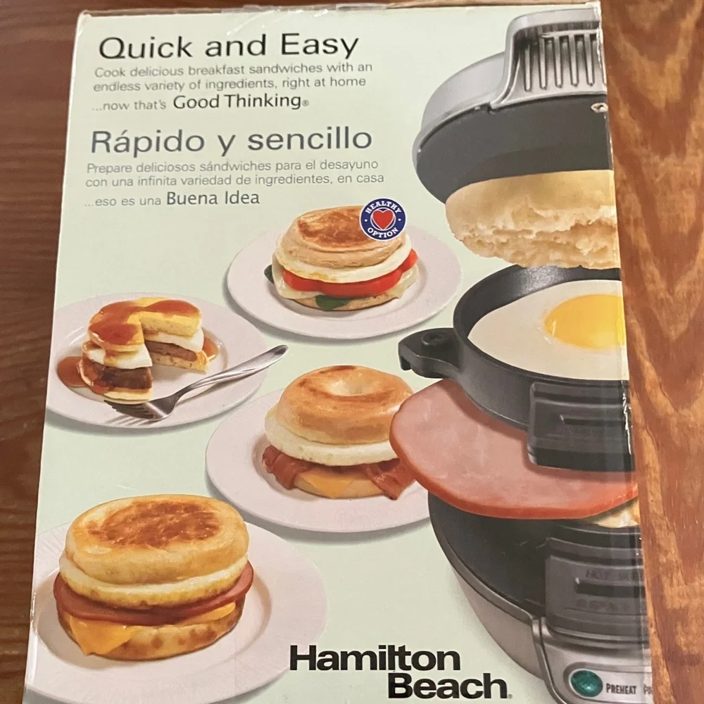 NEW - Hamilton Beach Black and Silver Breakfast Sandwich Maker - Picture 3 of 4